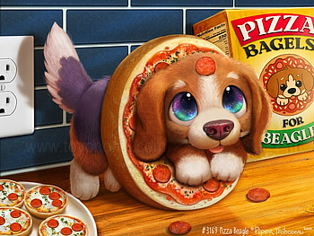 Pizza Beagle, art, pizza, dog, fantasy, piper thibodeau, beagle, food HD wallpaper
