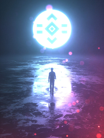 Silhouette, man, fantasy, glowing ball in sky HD phone wallpaper