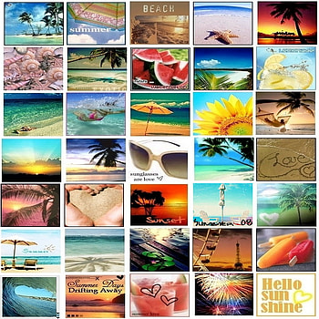 summer scenery, paradise, summer, scenery, collage HD wallpaper