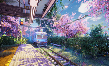 Aesthetic Beauty In Japanese Train Anime, anime, train, railroad, artist, artwork, digital-art, artstation HD wallpaper