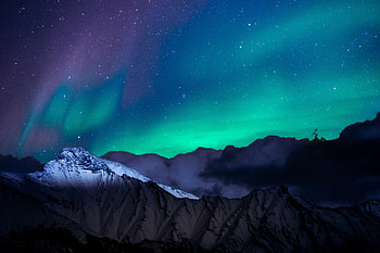 Northern Lights Night Sky Mountains Landscape , northern-lights, aurora, nature, sky, stars HD wallpaper