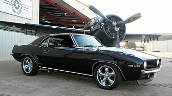 1969 Z28 Camaro, chevrolet, custom, black, z28, camaro, 69, 1969, plane, chevy HD wallpaper