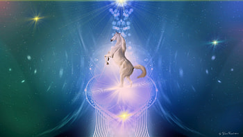spirit in the sky, blue, white, spirit, armony, cavallo horse, peace, meditation, pure HD wallpaper