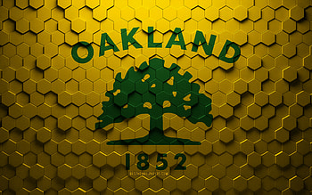 Flag of Oakland, California, honeycomb art, Oakland hexagons flag, Oakland, 3d hexagons art, Oakland flag HD wallpaper