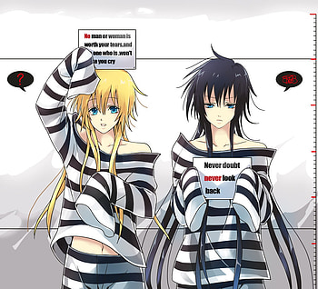 Jail Birds, females, spectors, alone hades, blonde, crossover, saint seiya, inmates, black hair, long hair, anime girls, convicts, jail, anime, lost canvas HD wallpaper