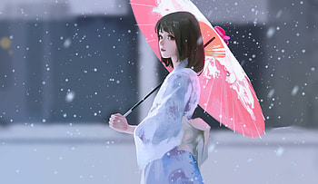 Girl Holding A Umbrella , artist, artwork, artstation HD wallpaper