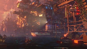 Nivalis Neon Harbor; Ember Docks of Nivalis; Nivalis: Twilight Quay; Harbor of Rust — Nivalis, video game, Nivalis HD wallpaper