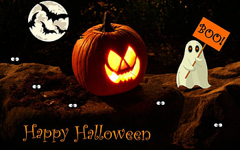 Halloween, pumpkins, abstract, fantasy HD wallpaper