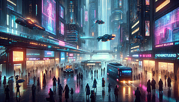 Futuristic Cityscape, futuristic city, cyberpunk, neon lights, urban landscape HD wallpaper