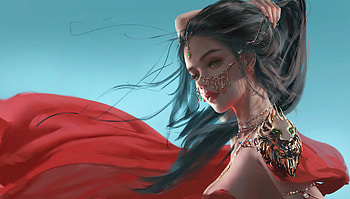Lylian Bride Girl In Red Dress , fantasy-girls, bride, red-dress, artist, artwork, digital-art, artstation HD wallpaper