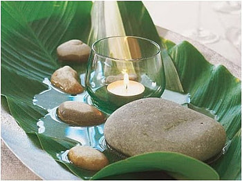 Feng Shui, entertainment, lifem candle, stones, burning, fashion, green, leaf, warm, water HD wallpaper
