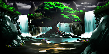 Art, Rocks, Waterfall HD wallpaper