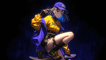 Skateboarding Girl, artist, artwork, art, digital-art, ai, skateboard HD wallpaper