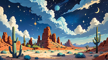 Desert, desert, sky, Stars, cactus, smoke HD wallpaper
