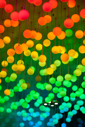 Bright, Miscellanea, Miscellaneous, Multicolored, Motley, Lamp, Balls, Lamps HD phone wallpaper