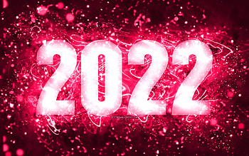Happy New Year 2022, pink neon lights, 2022 concepts, 2022 new year, 2022 on pink background, 2022 year digits, 2022 pink digits HD wallpaper