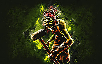 Rocket, Minion, Overlord, grunge art, green stone background, Overlord Fellowship of Evil, Overlord Characters, Rocket Character, Rocket Overlord HD wallpaper