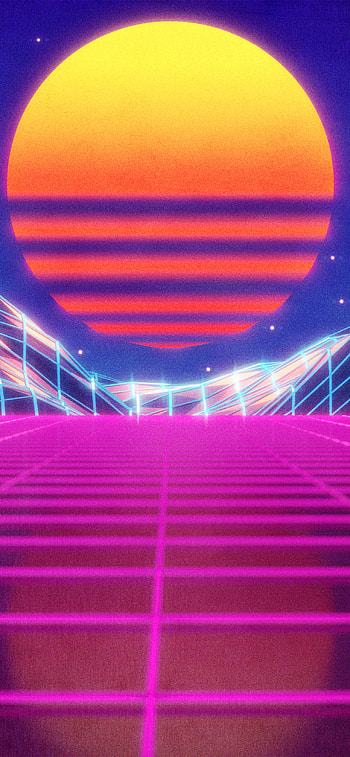 Neon Sun: Retrowave Art, neon, sun, artistic, retrowave HD phone wallpaper