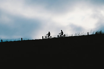 Sky, Horizon, Miscellanea, Miscellaneous, Silhouettes, Bicycle HD wallpaper