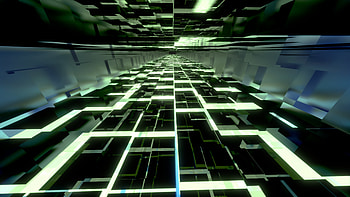 3d Abstract Pale Reflective Green Tunnel, tunnel, Blender 3D, blender, green, black, Abstract, 3D, abstract green, abstract black HD wallpaper