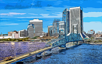 Jacksonville, Florida, , vector art, Jacksonville drawing, creative art, Jacksonville art, vector drawing, abstract cityscape, Jacksonville cityscape, USA HD wallpaper