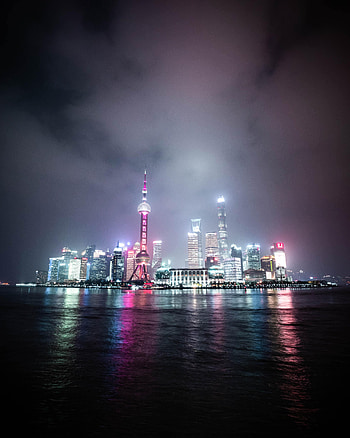 Cities, Water, Night, City, Building, Lights, Reflection, Dark HD phone wallpaper