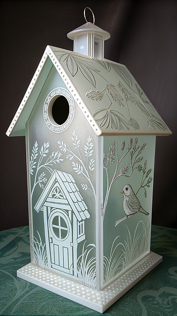 Mint Garden Birdhouse, bird, home decor HD phone wallpaper