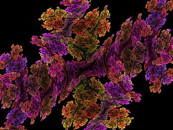 Fractal Florals, purple, colorful, abstract, green, floral, gold HD wallpaper