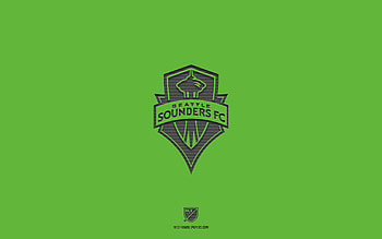 Seattle Sounders FC, green background, American soccer team, Seattle Sounders FC emblem, MLS, Washington, USA, soccer, Seattle Sounders FC logo HD wallpaper