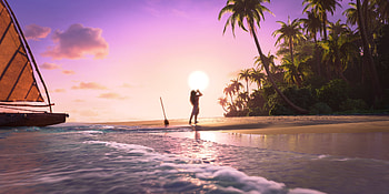 Moana 2 Sunset Beach, movie, Moana 2 HD wallpaper
