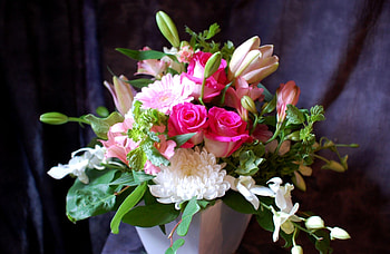 Flowers, Roses, Leaves, Chrysanthemum, Gerberas, Bouquet, Composition HD wallpaper