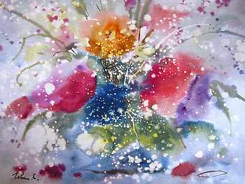 E.Gavlin. Music colors, art, painting, e gavlin, flower HD wallpaper