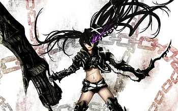 Black Rock Shooter, sword, big, insane, weapon, mato, chains, kuroi, blade HD wallpaper