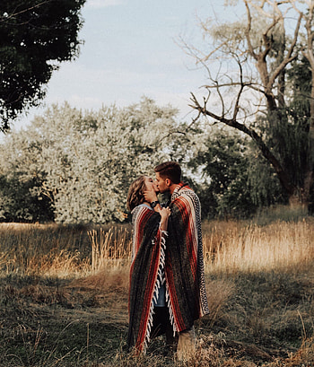 Love, Couple, Pair, Tenderness, Kiss, Plaid HD phone wallpaper