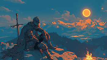 Dark Souls Bonfire: An Epic of Valor and Solitude, video game, Dark Souls, bonfire, knight HD wallpaper