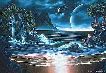 FANTASY ISLAND, island, moon, fantasy, ocea HD wallpaper