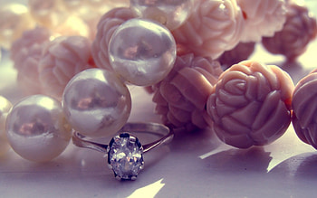 Jewels, jewel, pink, white, ring, pearl HD wallpaper