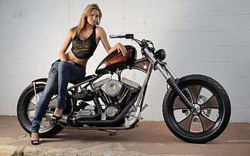Harley-Davidson Chopper, Girls and Motorcycles HD wallpaper
