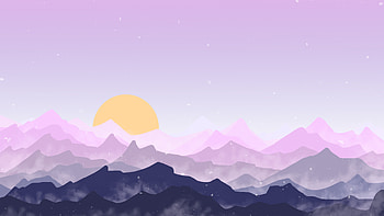 Sun Mountains Pink Digital Art, artist, artwork, digital-art, pink HD wallpaper