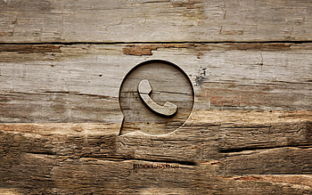 WhatsApp wooden logo, , wooden backgrounds, social networks, WhatsApp logo, creative, wood carving, WhatsApp HD wallpaper