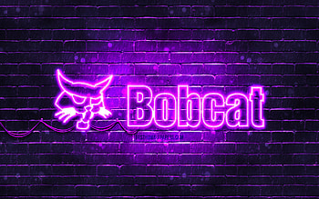 Bobcat violet logo, , violet brickwall, Bobcat logo, brands, Bobcat neon logo, Bobcat HD wallpaper