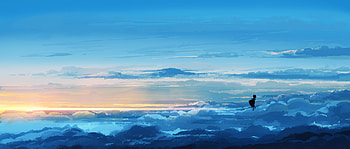 Anime Girl Floating In Sky , anime-girl, anime, artist, artwork, digital-art, pixiv HD wallpaper