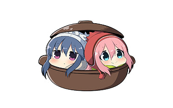 Minimal, Nadeshiko Kagamihara, Rin Shima, Yuru Camp, basket HD wallpaper