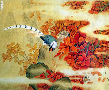 Zhou Zhongyao, painting, bird, art, nature HD wallpaper