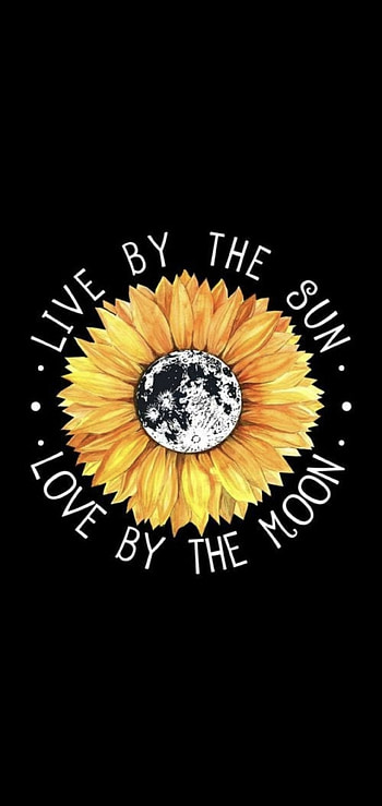 Live and Love, moon, Sunflower HD phone wallpaper