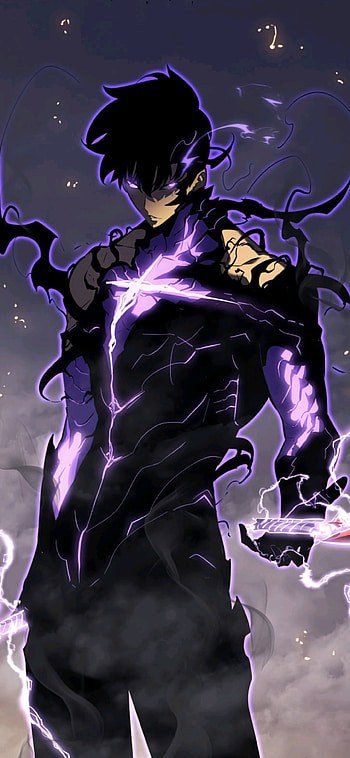 Solo Leveling, electric blue, art, manhwa, sung jin woo HD phone wallpaper