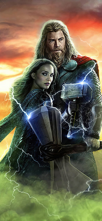 Female Mighty Thor, Thor Love and Thunder, Artwork, XS HD phone wallpaper