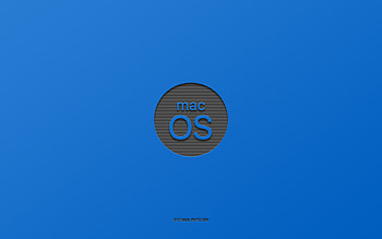 MacOS black logo, , minimalism, blue backgrounds, macOS, OS, macOS logo, macOS emblem HD wallpaper