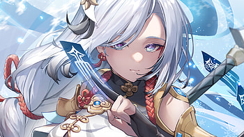 White Hair Shenhe Genshin Impact HD wallpaper