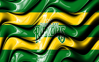 Tampa Bay Rowdies flag, , green and yellow 3D waves, USL, american soccer team, Tampa Bay Rowdies logo, football, soccer, Tampa Bay Rowdies FC HD wallpaper